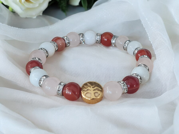 Bracelet cornaline, pierre de lune et quartz rose